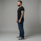 The Warden Riding Jean in blue — side profile
